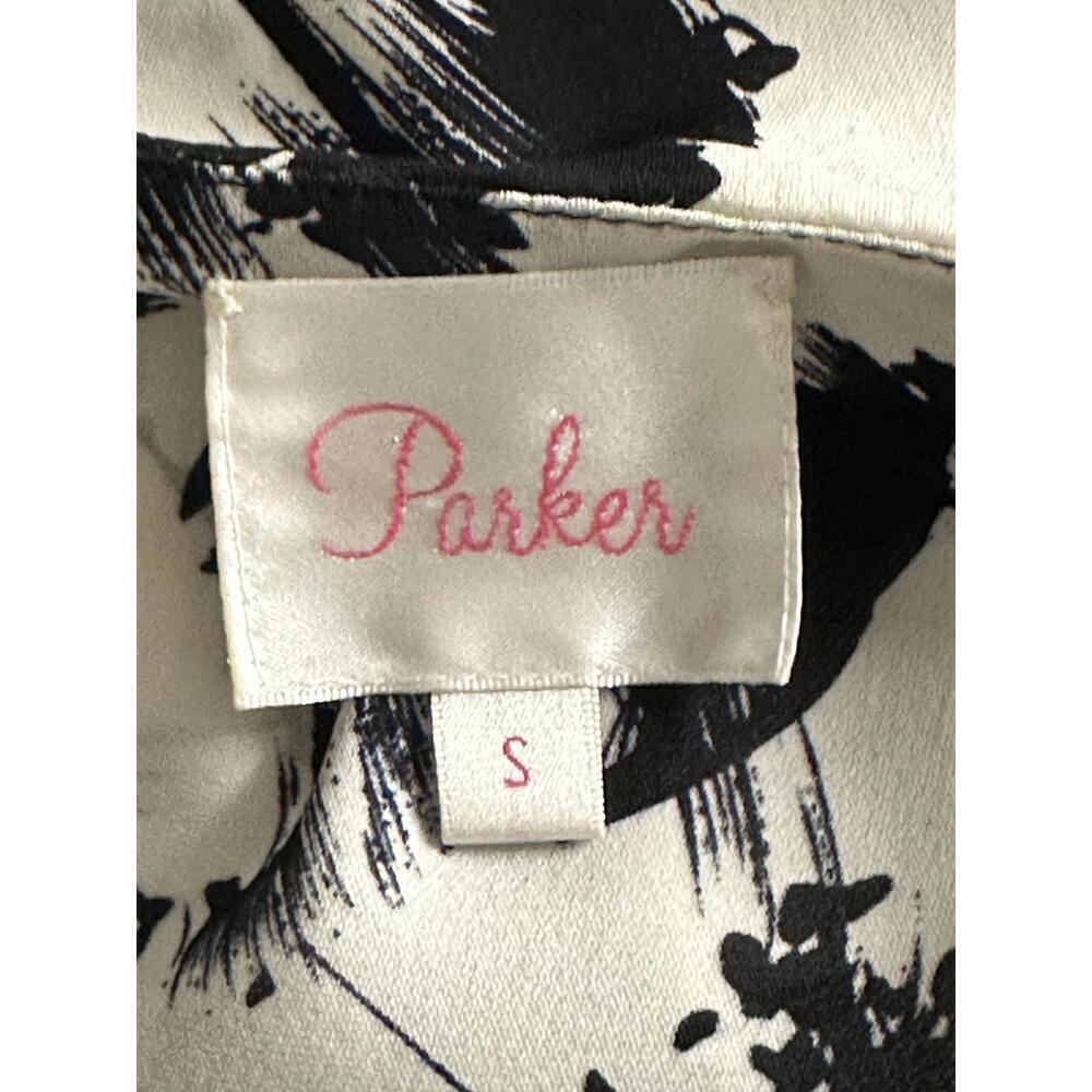 Parker black/cream monochromatic floral romantic silk mini dress Size Small - Picture 7 of 7
